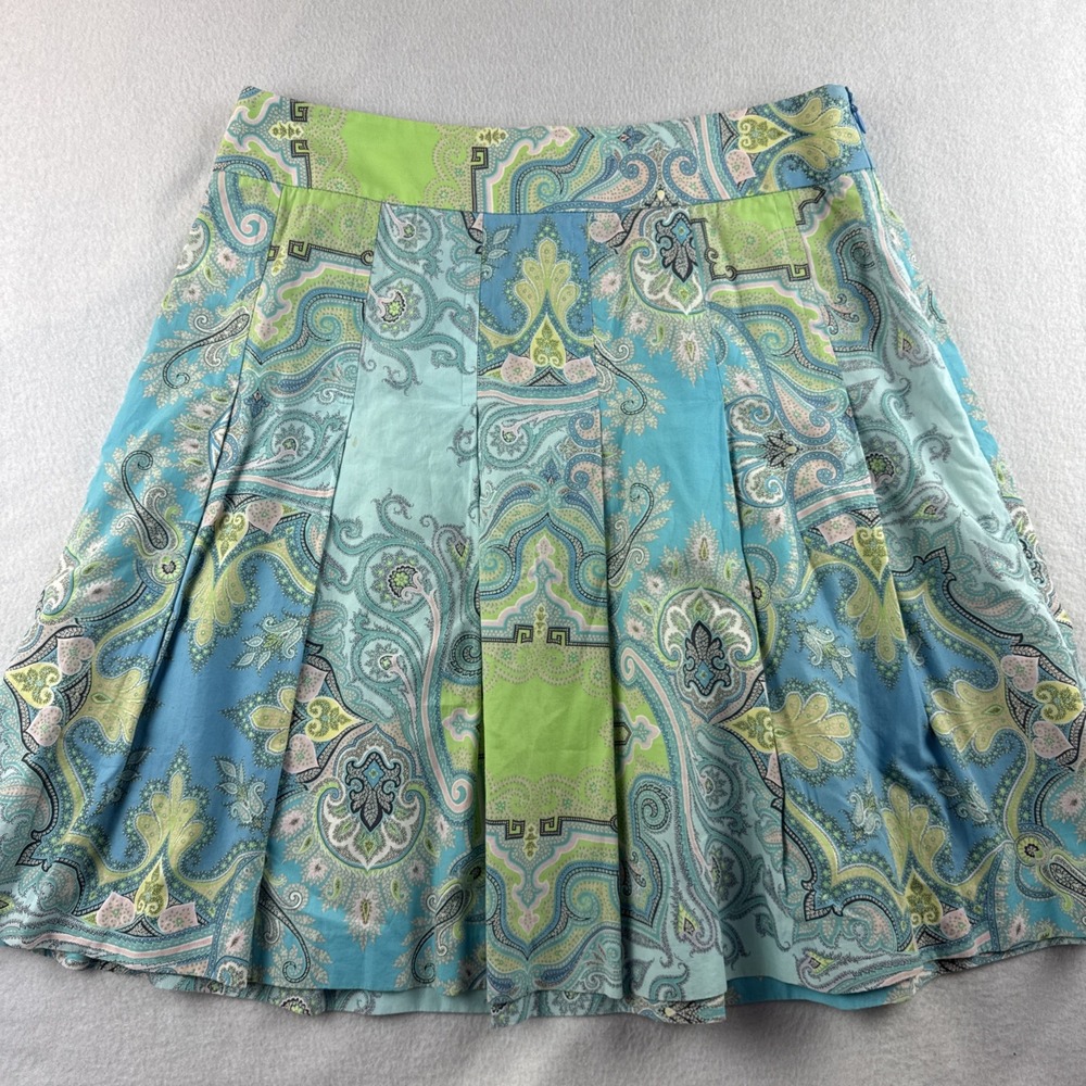 J. Crew Blue, Aqua & Lime Paisley Circle Skirt